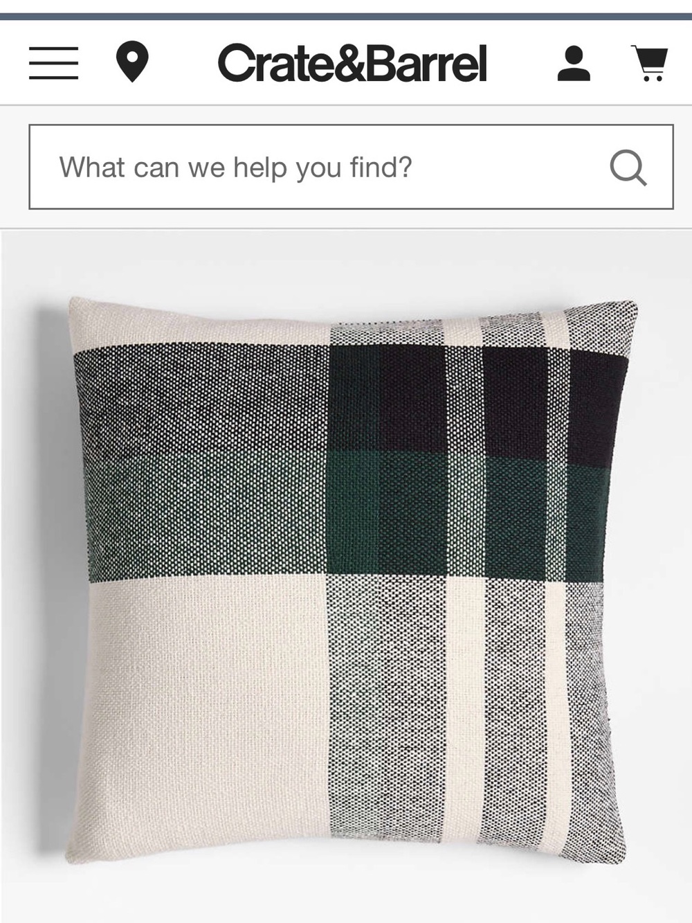 2-Crate&Barrel Green and Cream Holiday Pillow Set with Tree and Reindeer Motifs